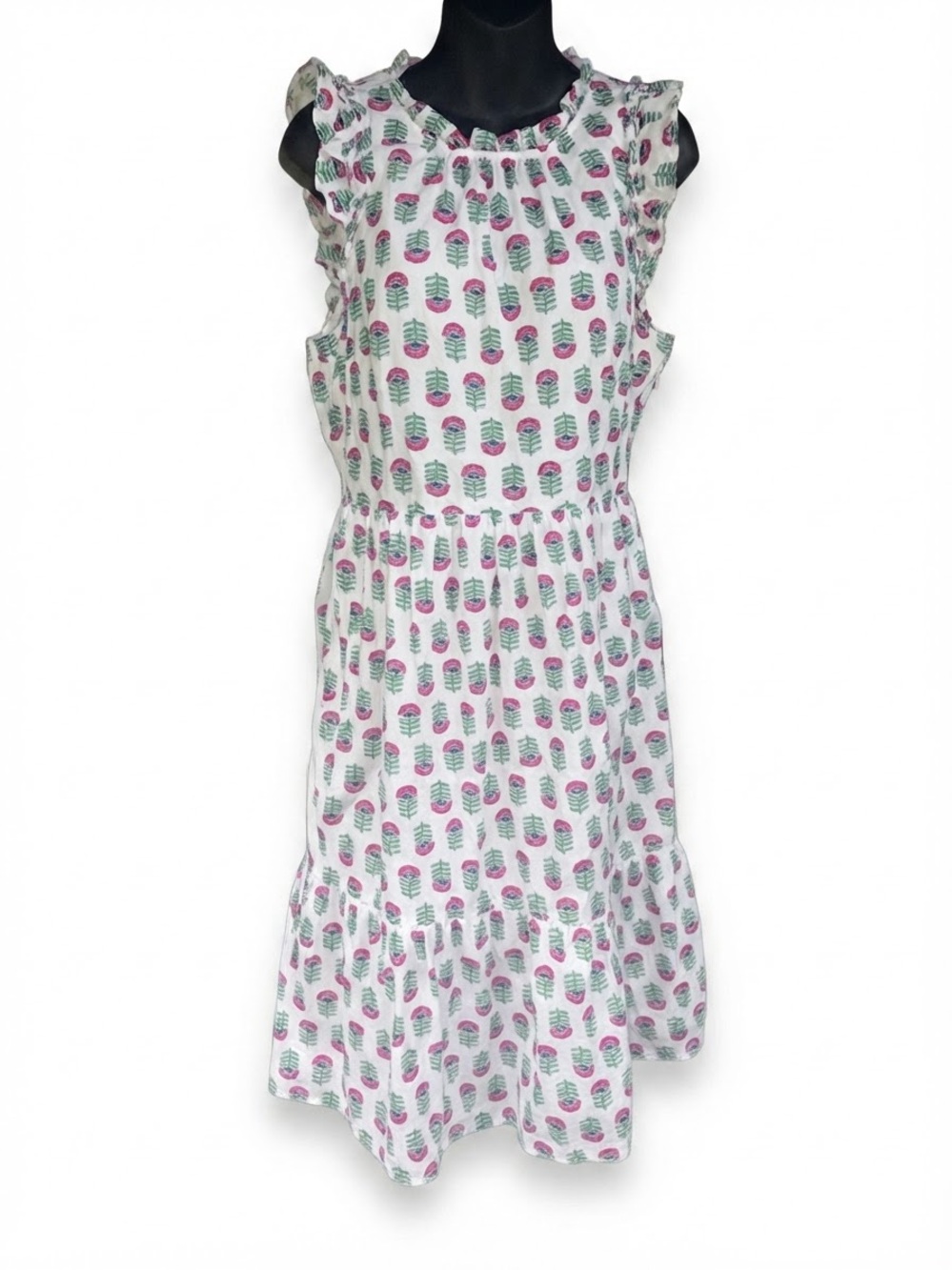 J.Crew Factory Midi Cotton Dress with Ruffle Sleeves d6 8